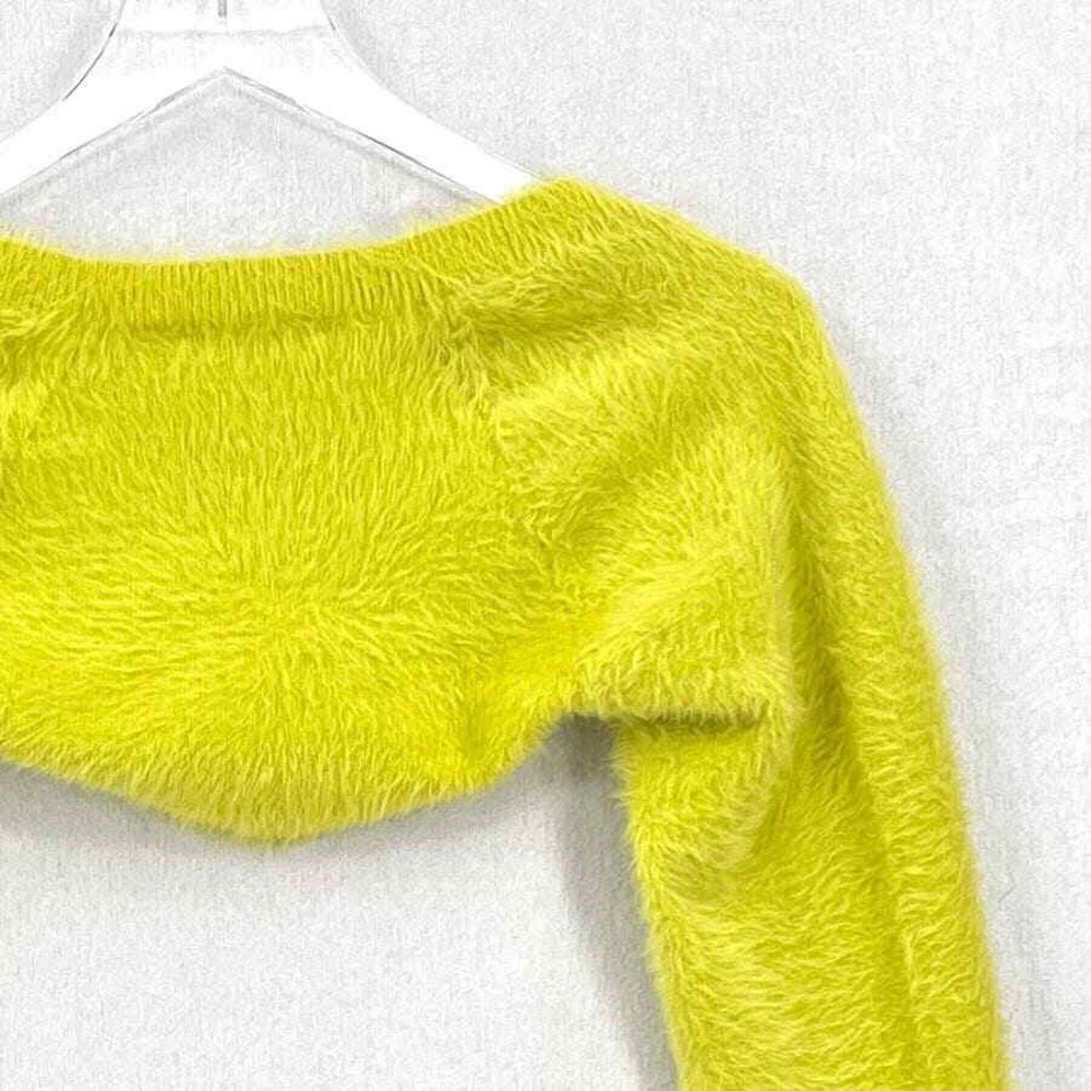 ALICE + OLIVIA Luetta Shrug Only Women Small Neon Lime Fuzzy Cropped Long Sleeve - Picture 12 of 13